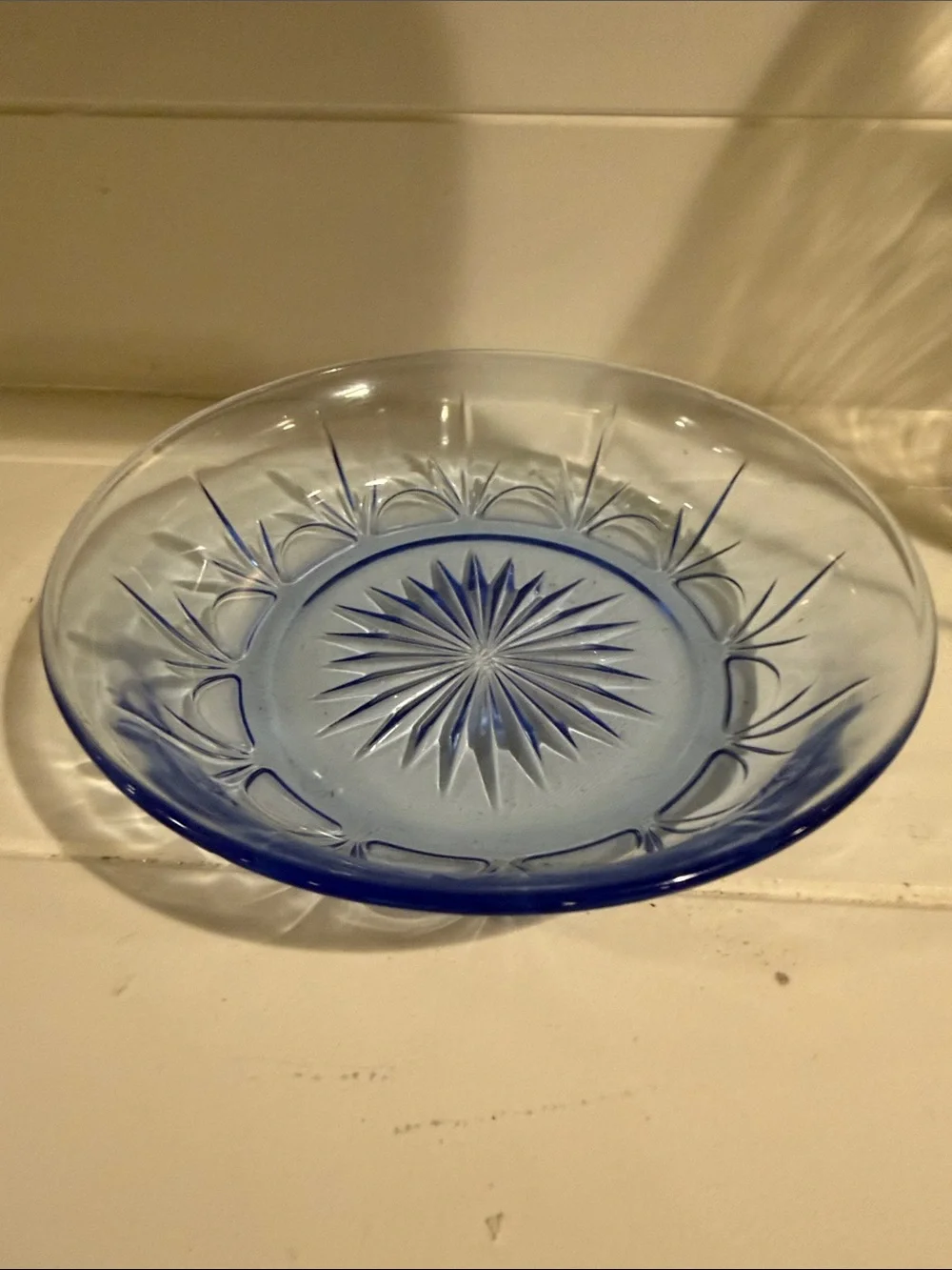 Vintage Blue Pressed Glass Decorative Serving Plate